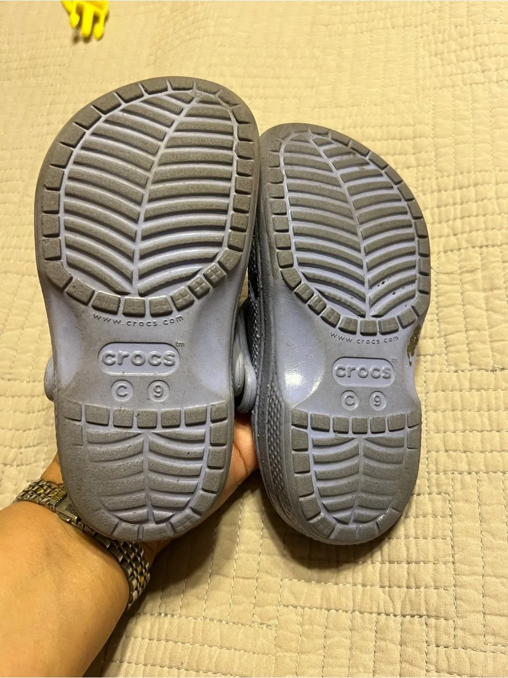 CROCS Kids Lavender Glitter Clogs with Flounder Jibbitz